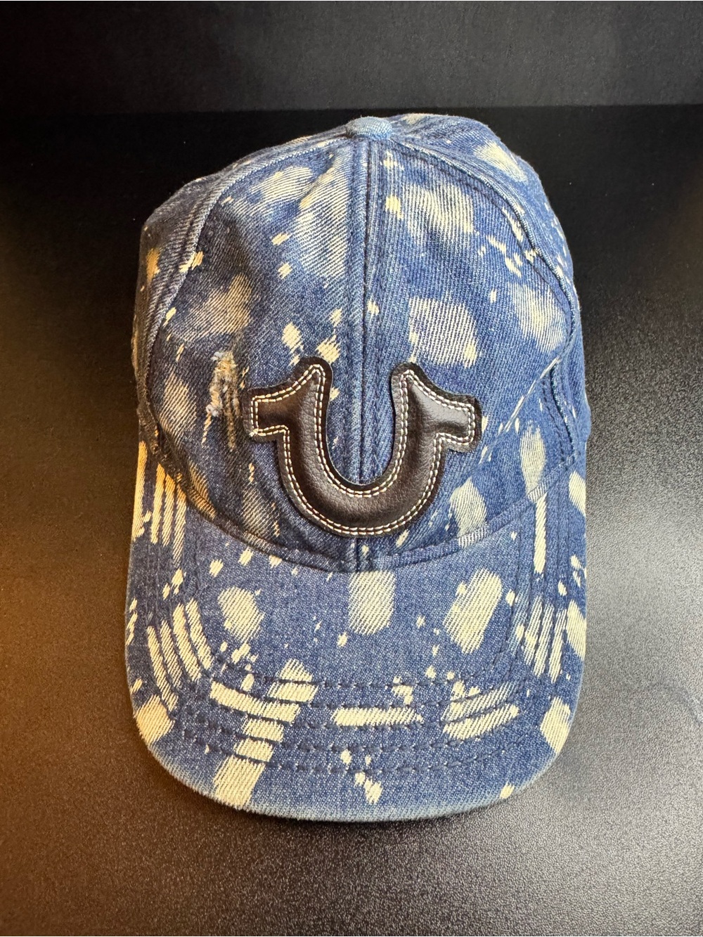Boys' Blue Acid-Wash Denim Baseball Cap with Horseshoe Patch